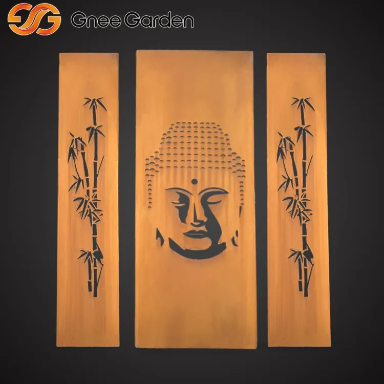 Corten Decorative Screen Buddha Design Panel