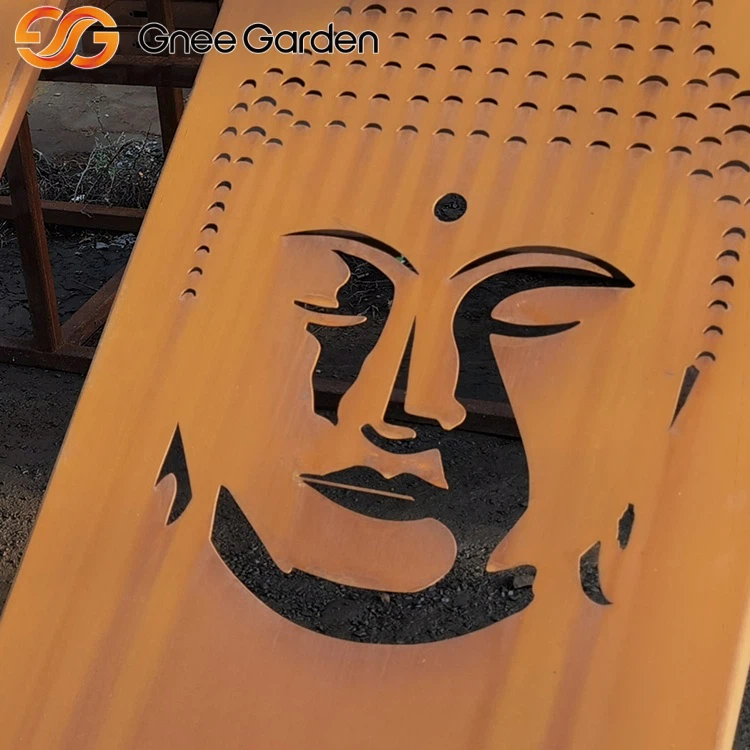 Corten Gartendekoration Buddha Bildschirm