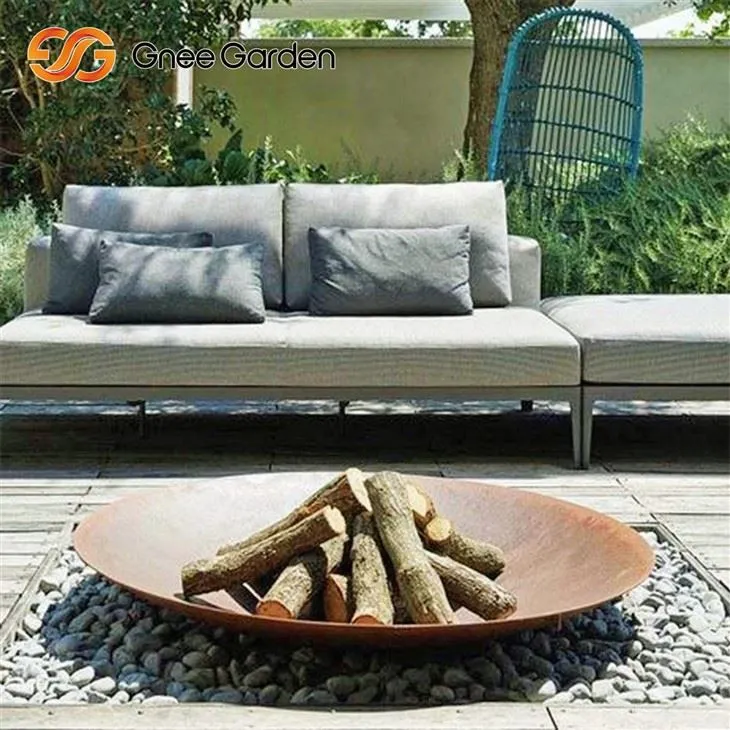 Corten Natural Finish Fire Bowl Terrasse