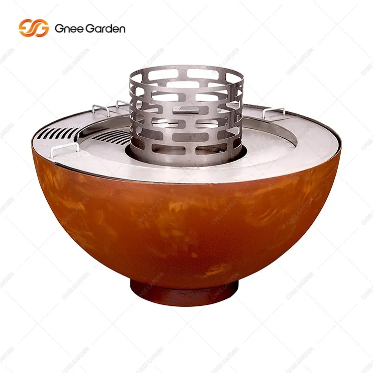 Cortenstahl-Holzbrennring-Feuerschale-Grill