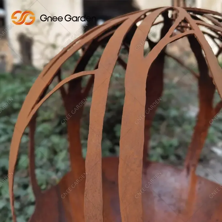 Elegante Corten -Stahlfeuer Kugel für Terrassendekoration