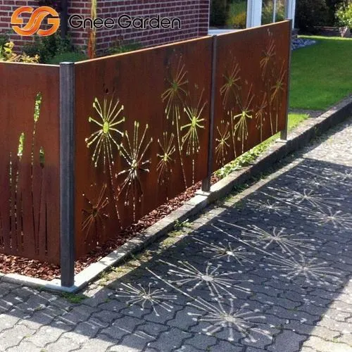Garten Corten Stahl Bildschirm Löwenzahn Design