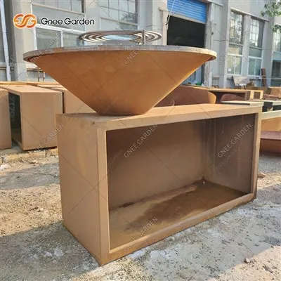 Corten Steel Qutdoor Kitchen Fire Pit Grill Barbecue