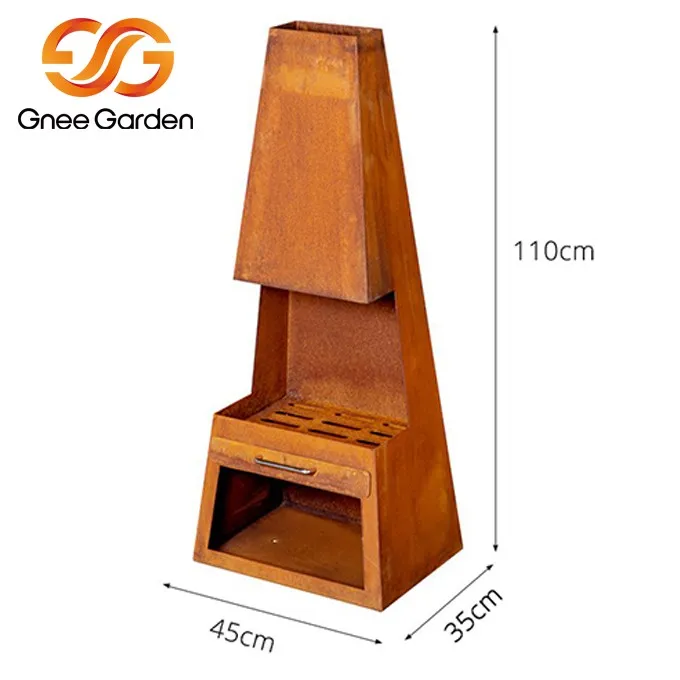 Corten Steel custom outdoor fireplace